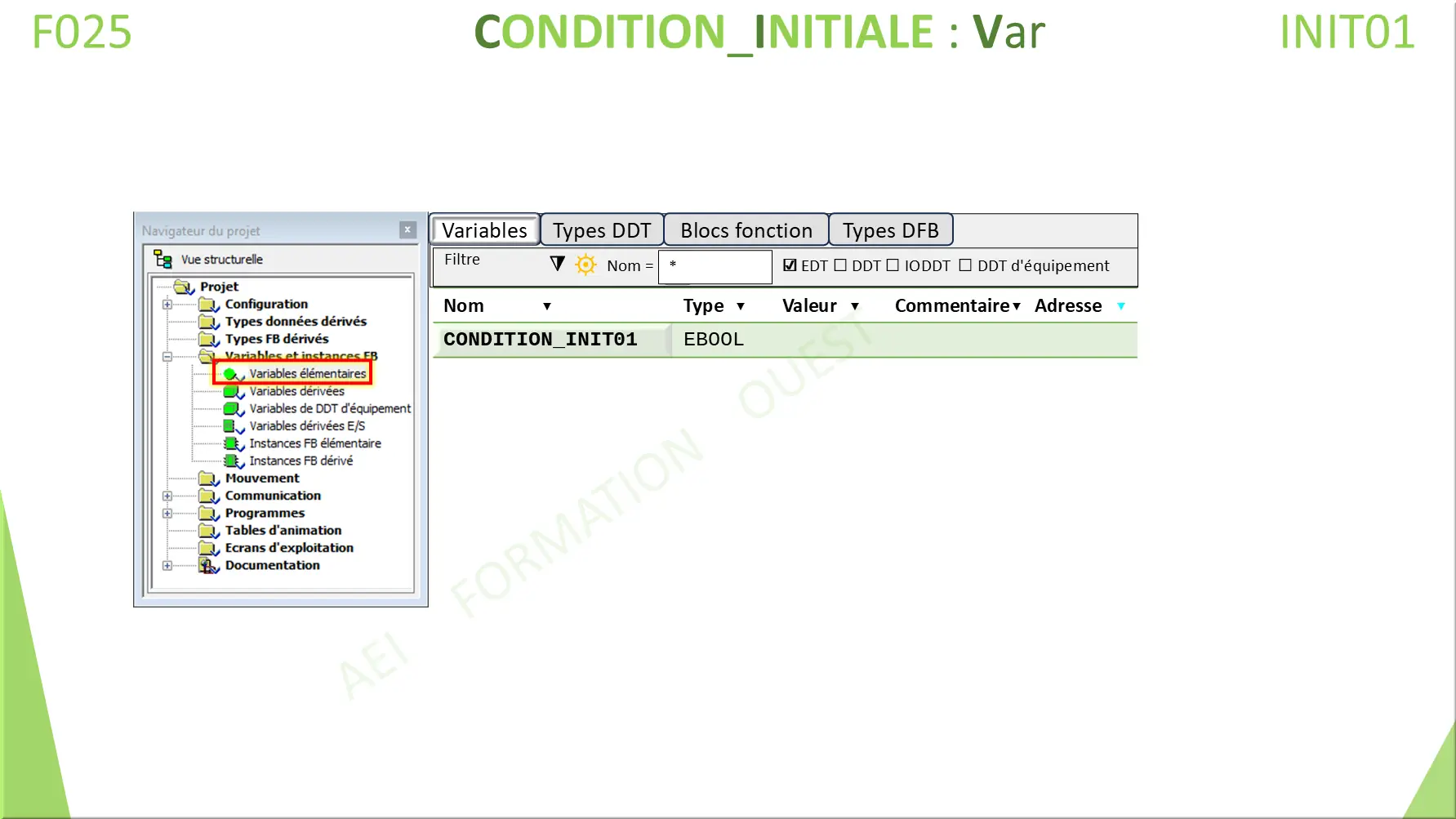 ST CONDITION_INITIALE : Var
